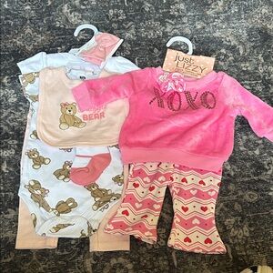 Pink Baby Outfit Set with Bear Print